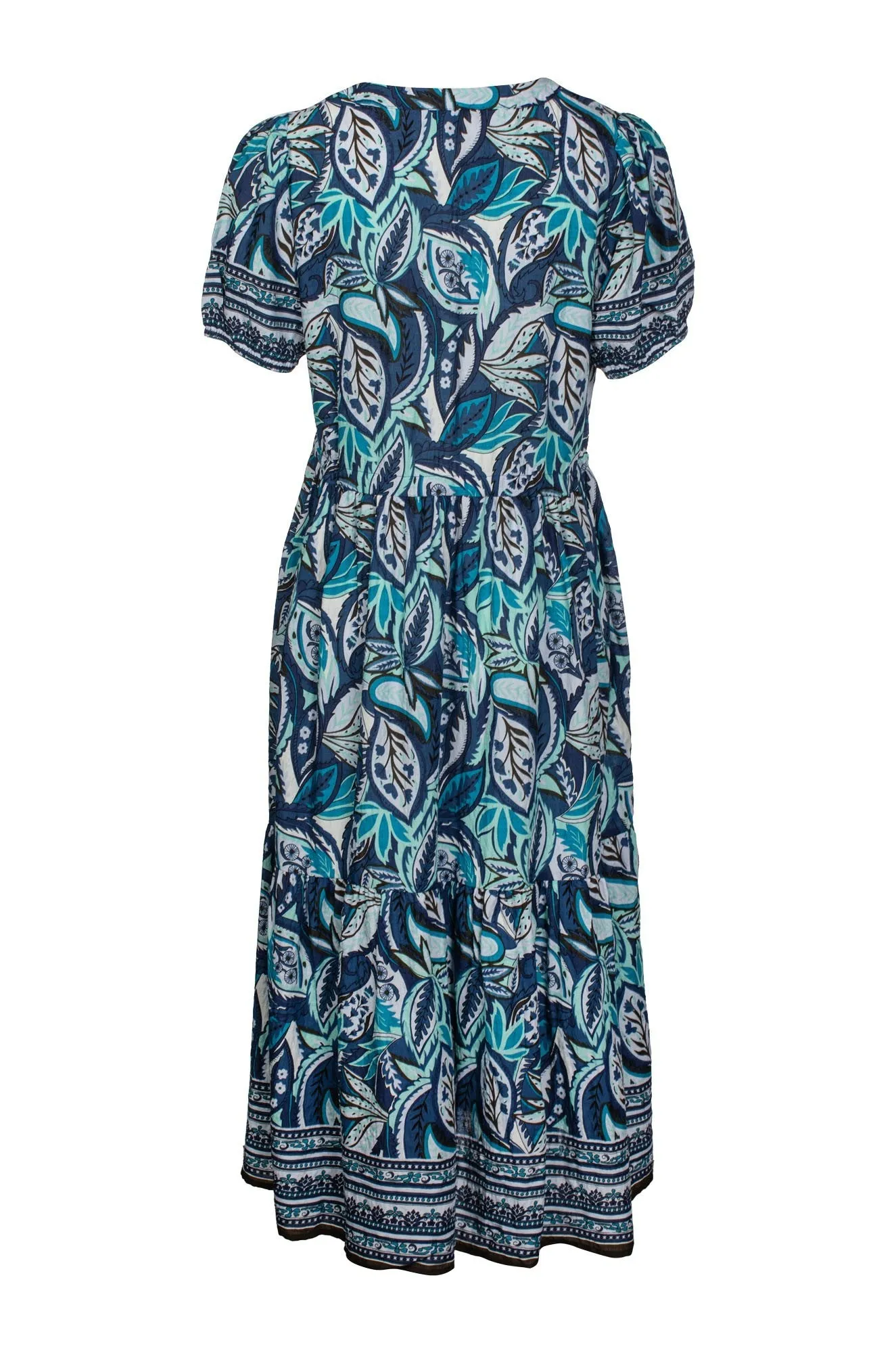 Relax Vibe Dress | Indigo Mint Border | 6512C1