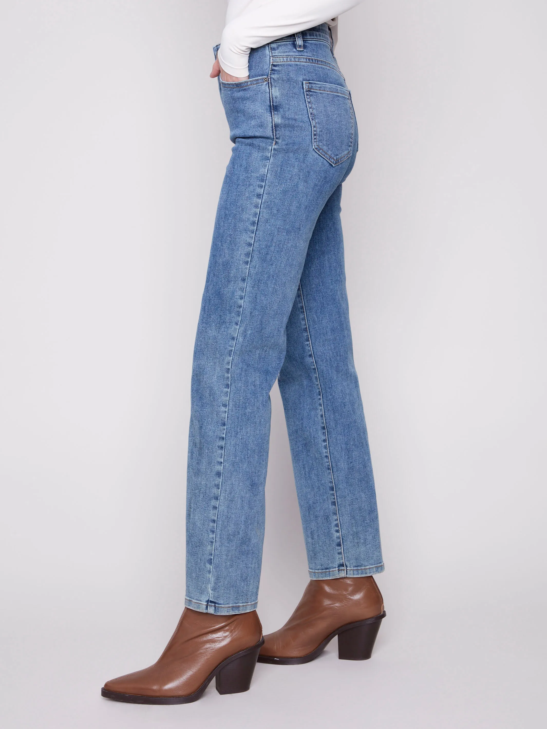 Relaxed Taper Charlotte Straight Leg Jeans - Medium Blue