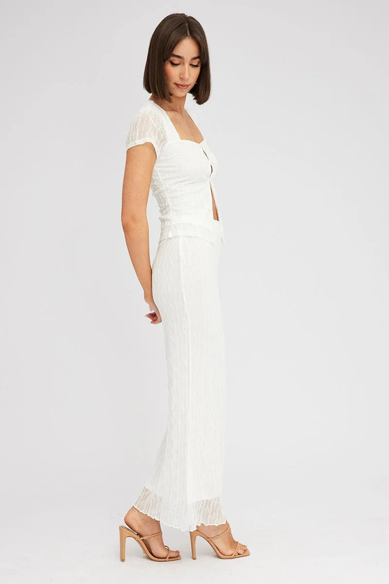 White Maxi Skirt High Rise Bodycon Elastic Waist Lace Vegan Material Exclusive Drop