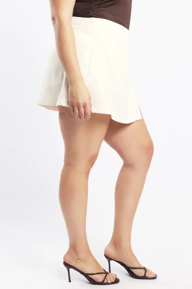 White Mini Wrap Front Skirt Skort Street Edge