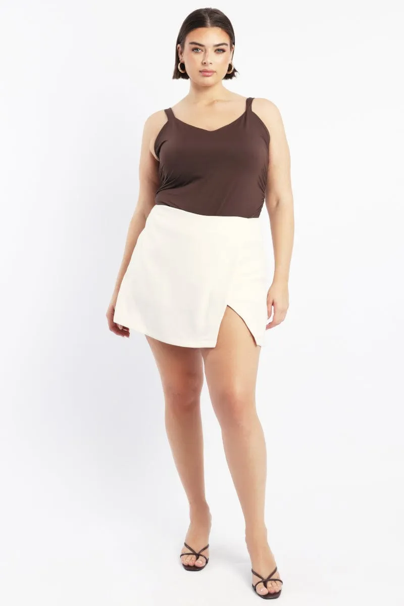 White Mini Wrap Front Skirt Skort Artistic Influence Refined Finish