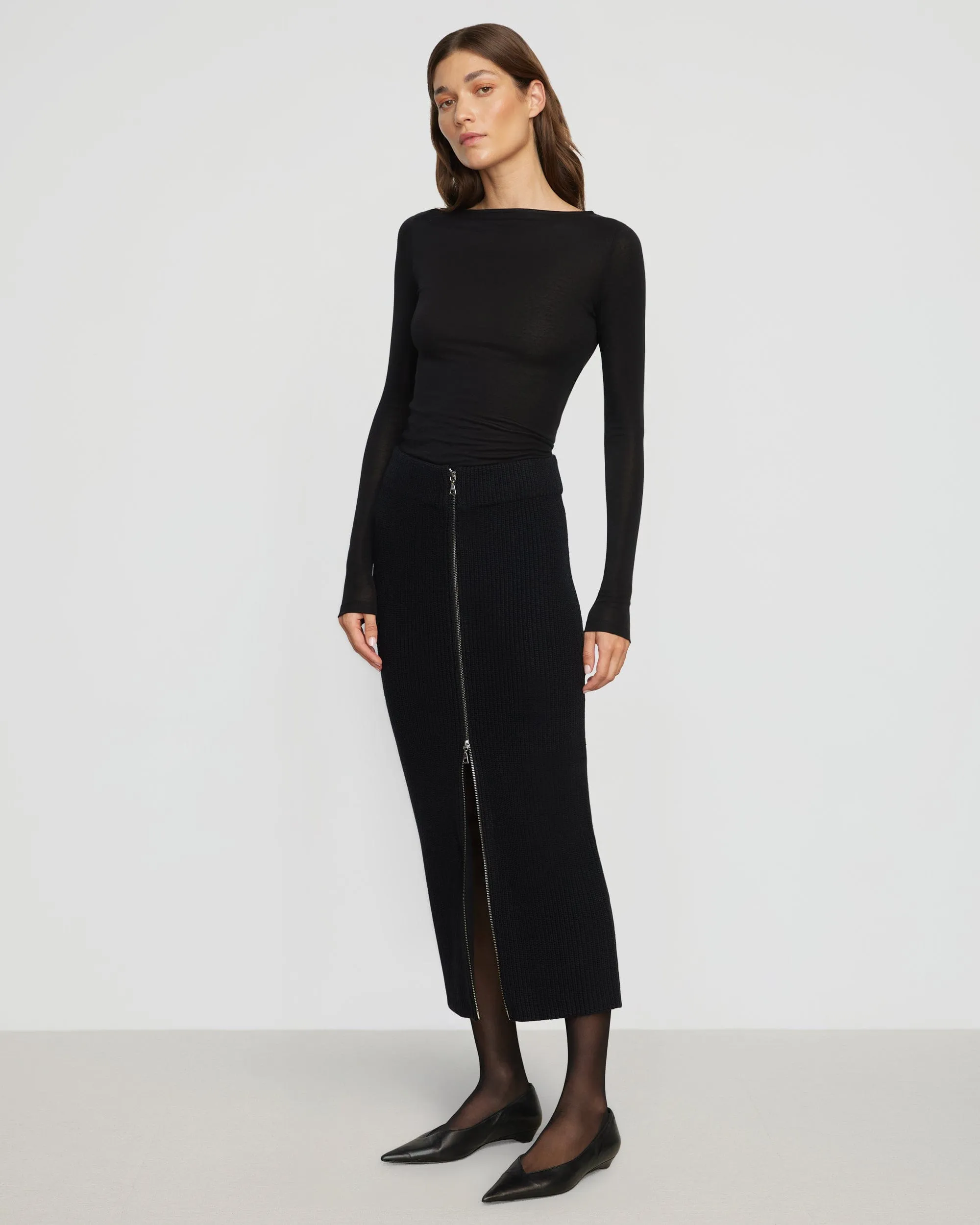 Sutton Front-Zip Sweater Skirt Plant Based Material Summer Picnic