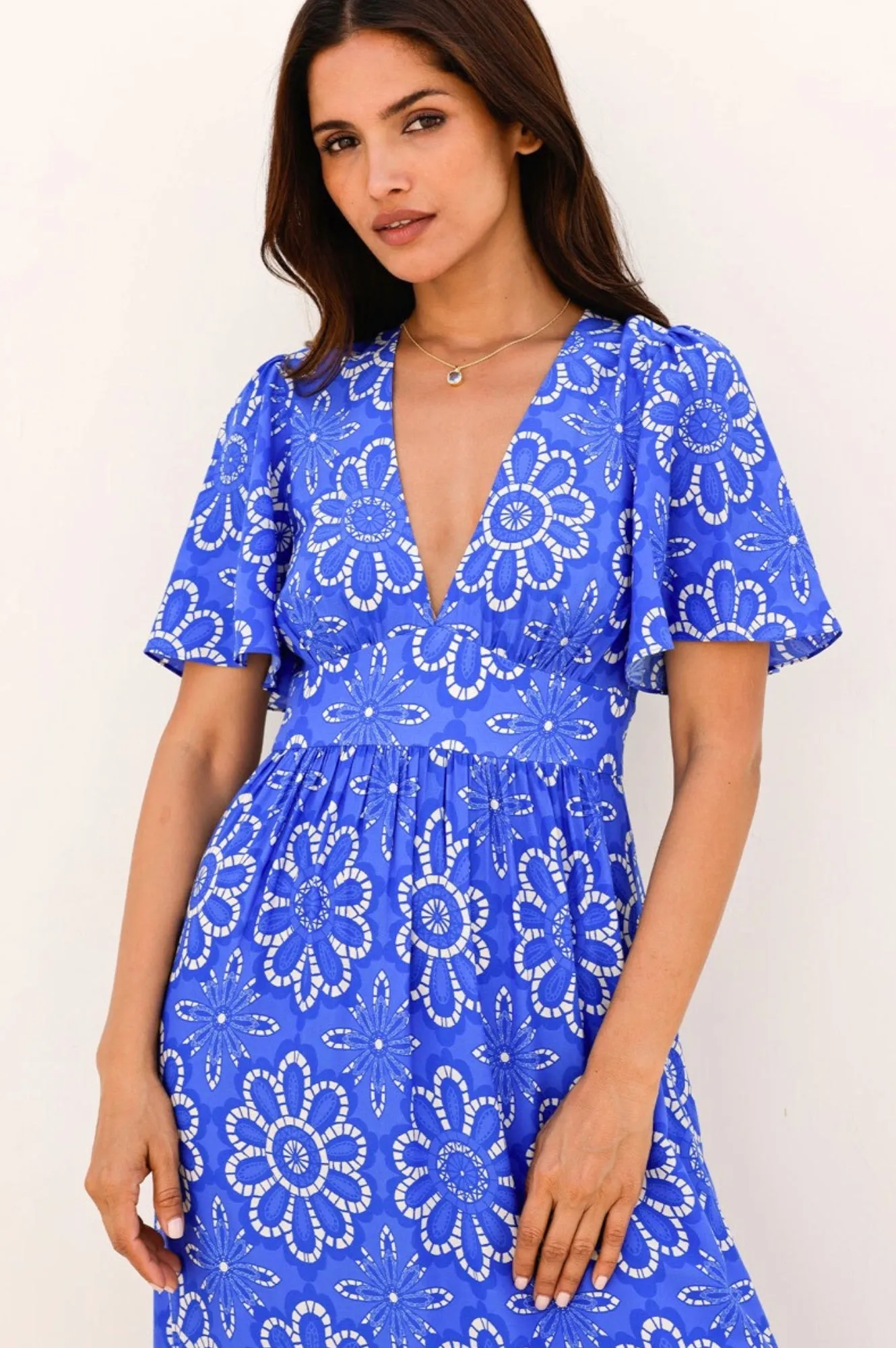 Sylvie EcoVero? Dress | Lace Floral Cobalt/White Ruby Glow