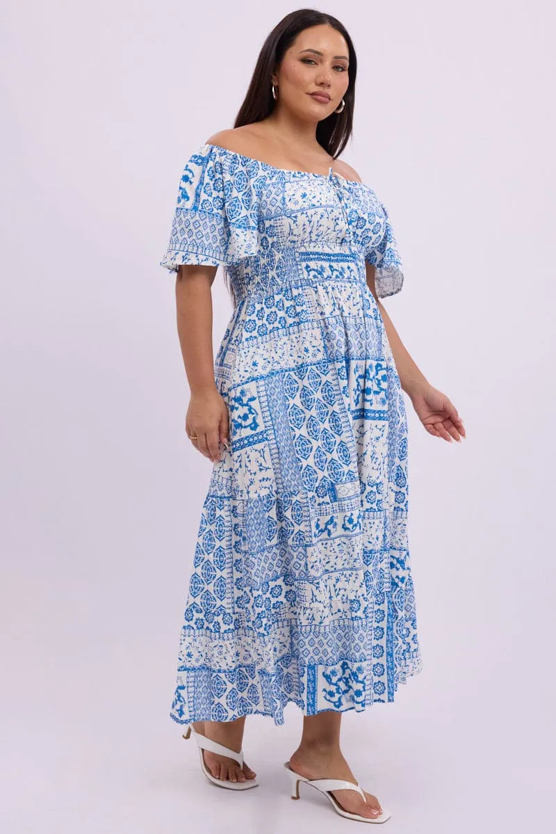 White Boho Maxi Dress Short Sleeve Ruched Bust Linen Blend Elegant dress for brunch