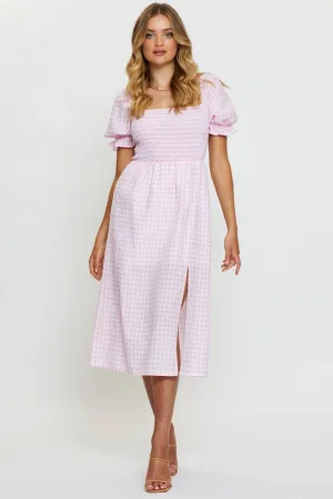 Any Day Wear Classic Charm Check Midi Dress Sleeveless