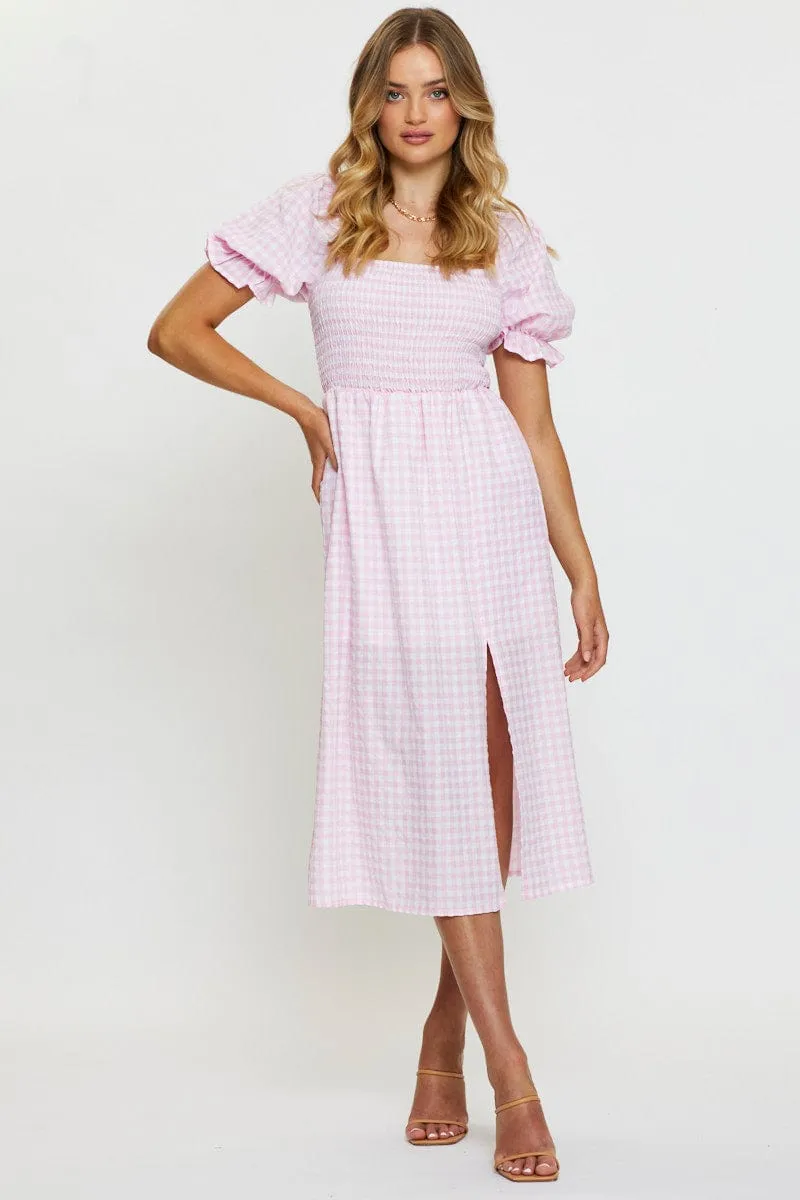 Check Midi Dress Sleeveless Classy Appearance Mediterranean Cool
