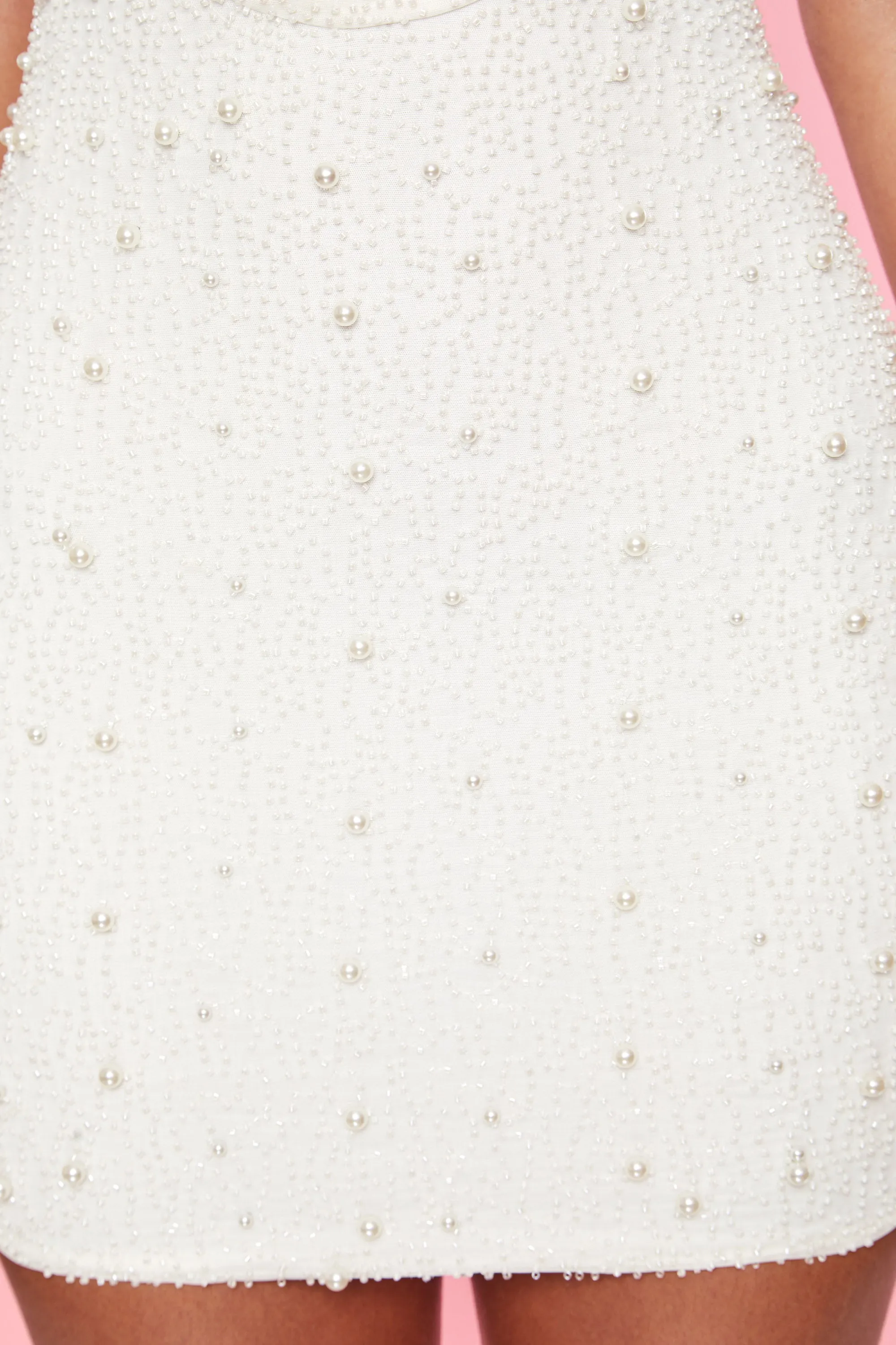 Charming Silhouette Bold Beauty Deep Plunge Embellished Mini Dress in White