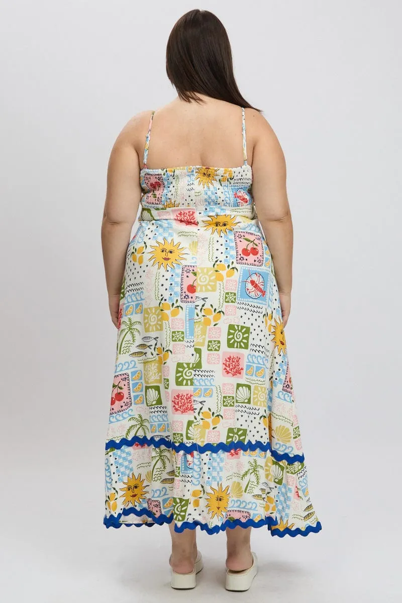 Inner peace Multi Abstract Maxi Dress Sleeveless Ric Rac