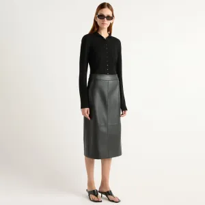 Briony Back Split-Hem Vegan Leather Skirt Casual Wear