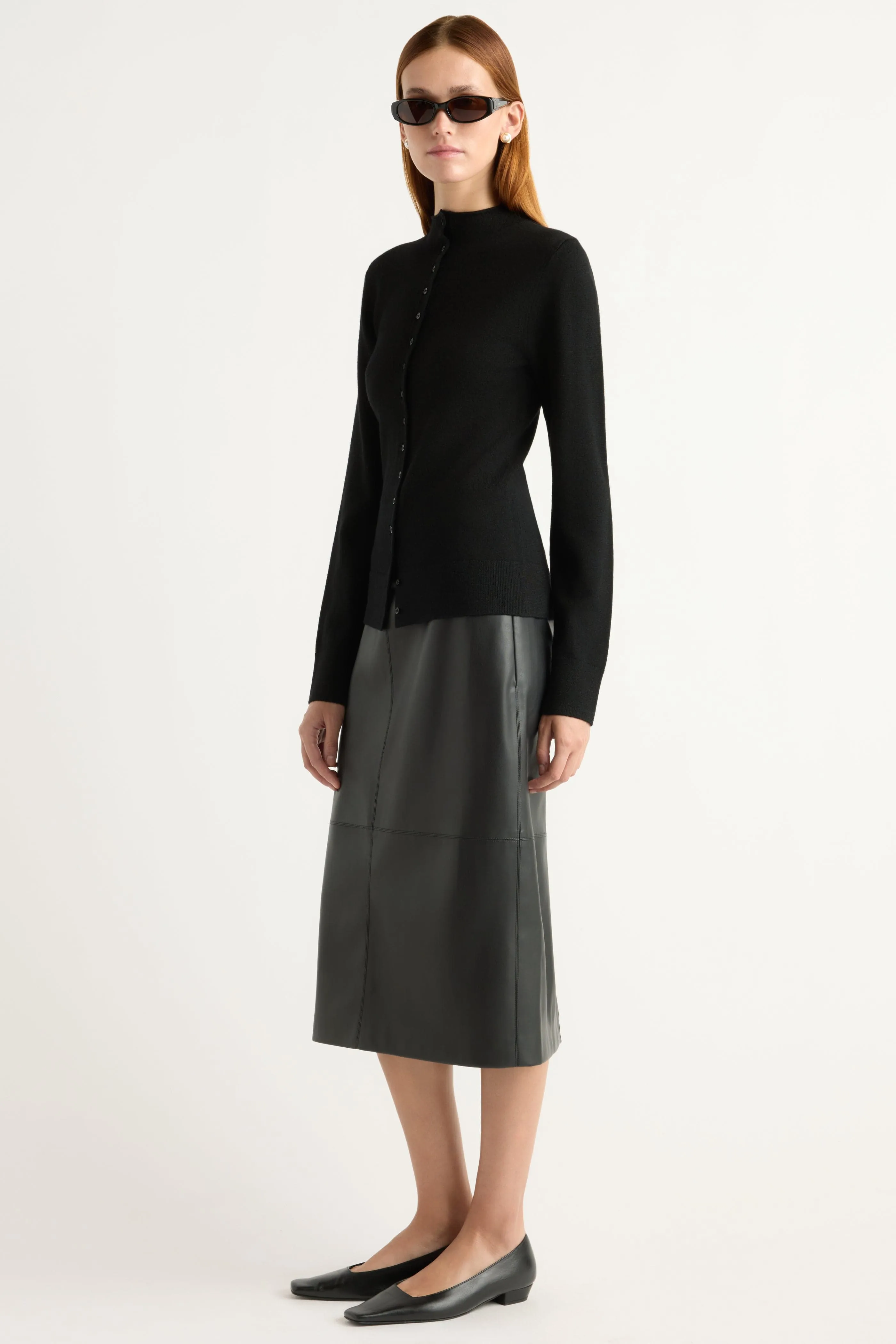 Briony Back Split-Hem Vegan Leather Skirt Autumn Stroll Fresh Mood