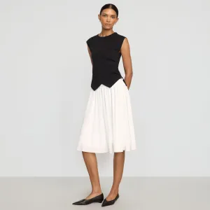 Pleated Construction Zazie Shirred Stretch-Waist Midi Skirt