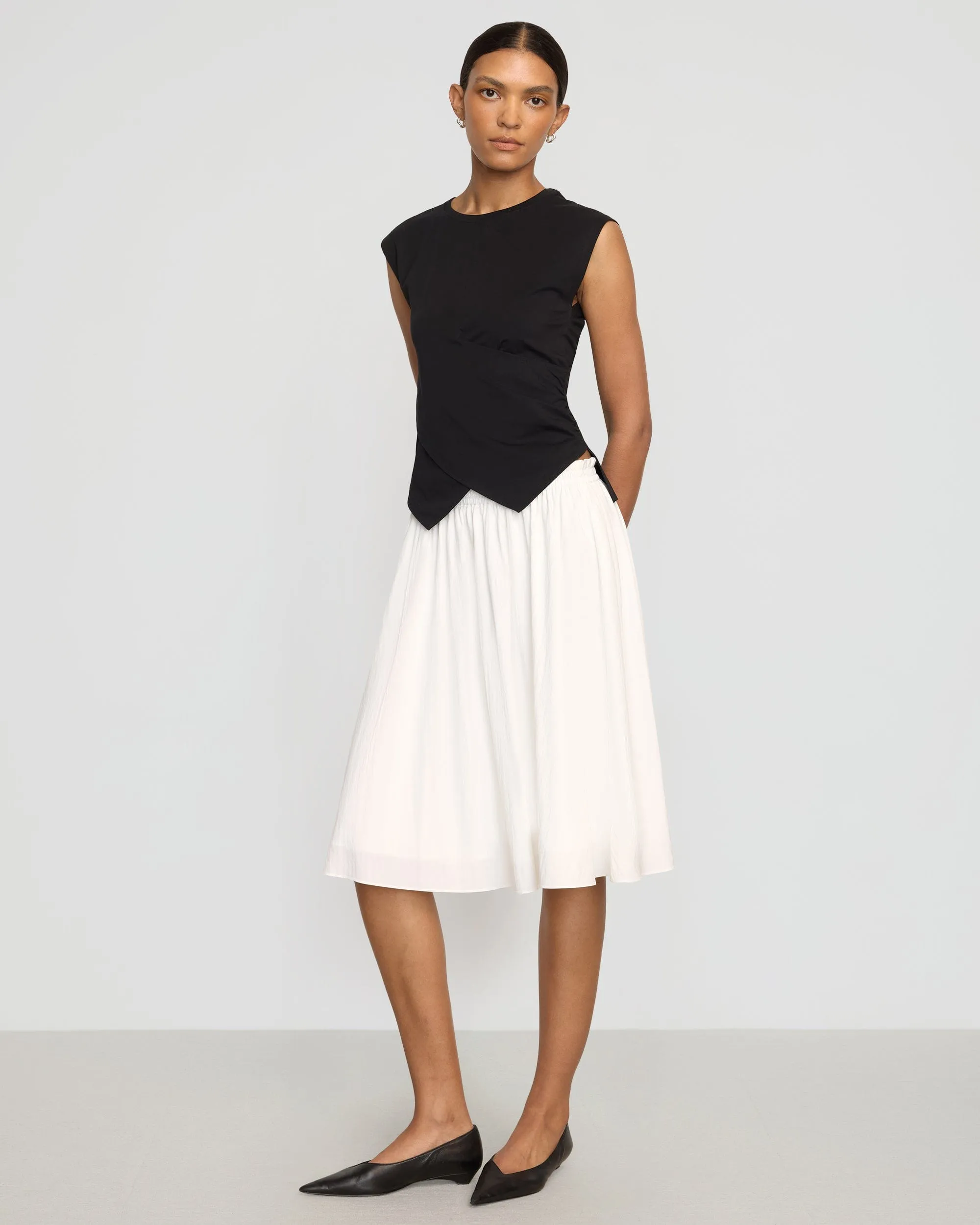 Odor control Dance Practice Zazie Shirred Stretch-Waist Midi Skirt
