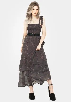 Arnora Cami Tiered Shirred Bodice Maxi Dress A-Line Cut Silver Glow
