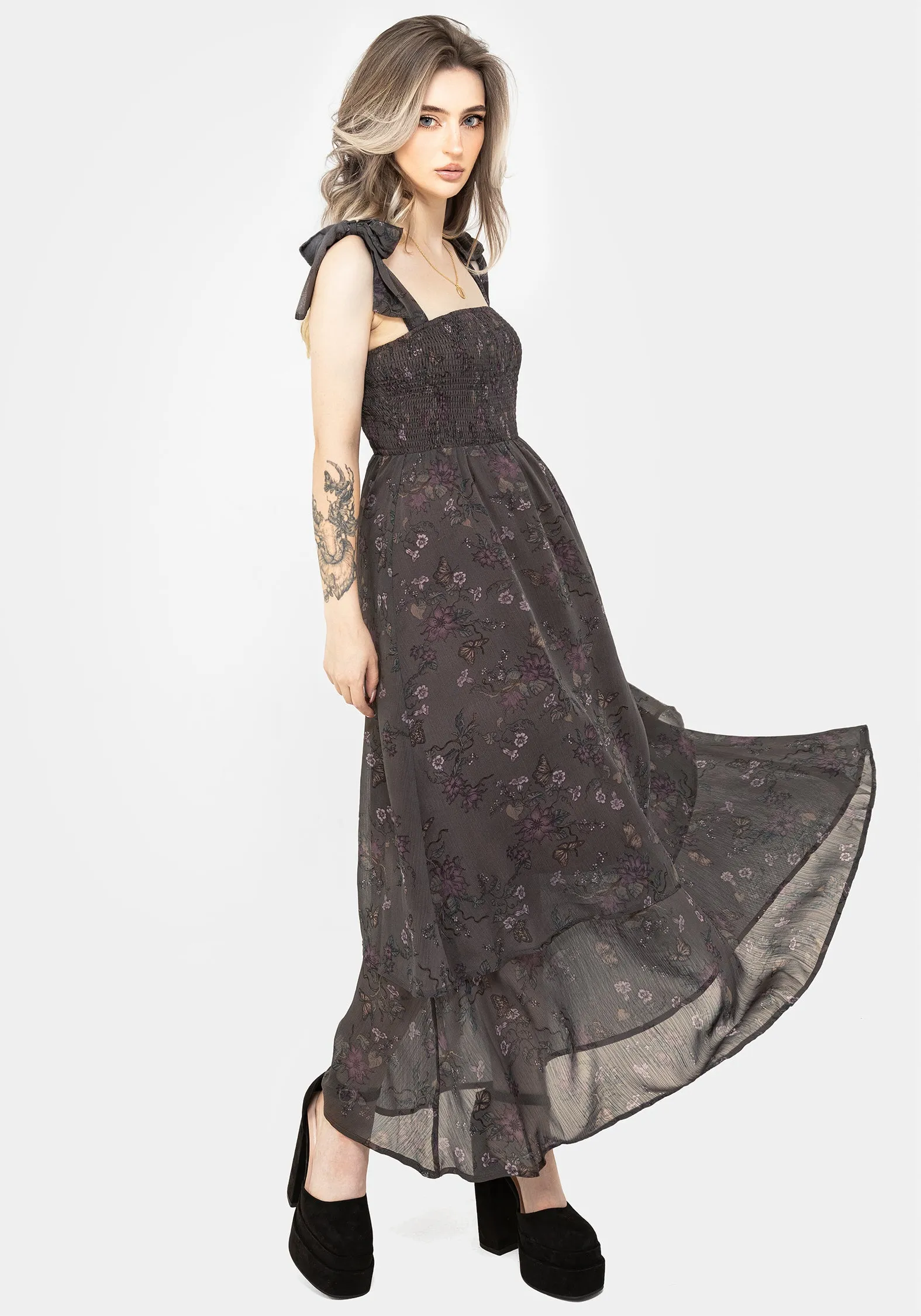 Arnora Cami Tiered Shirred Bodice Maxi Dress Wave Dance