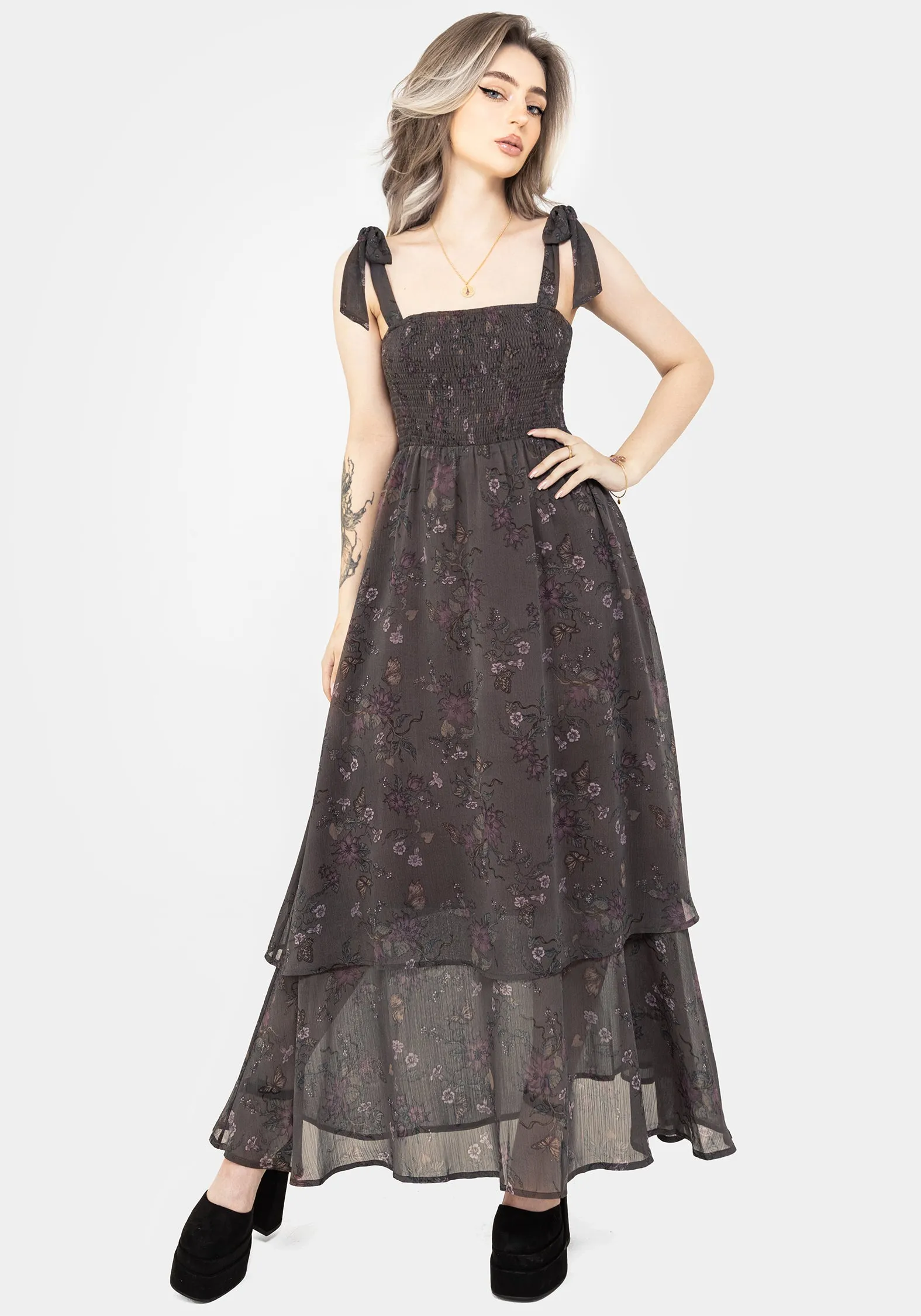 Arnora Cami Tiered Shirred Bodice Maxi Dress Art Soul