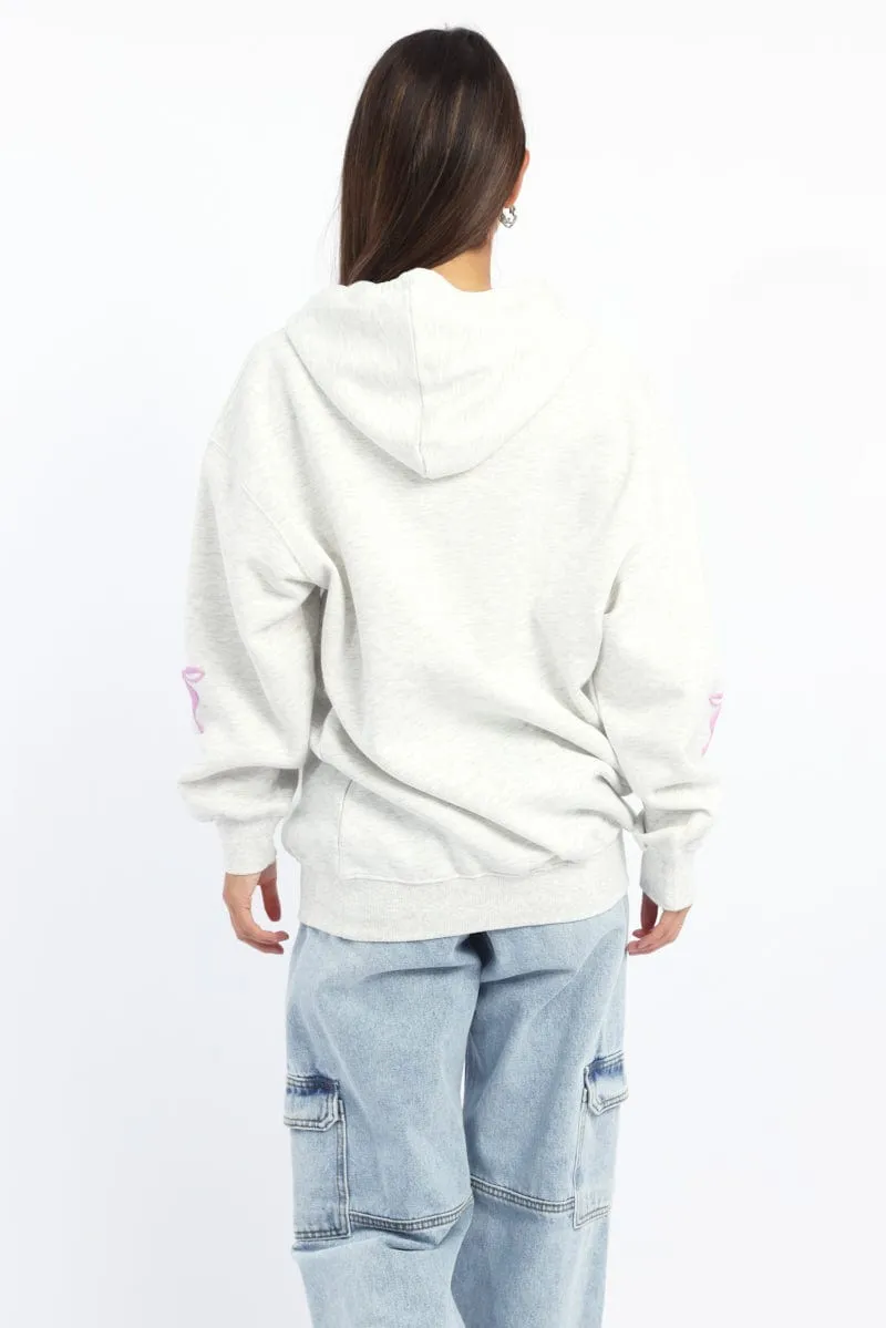 Fashion Piece Seasonal Layer Grey Graphic Hoodie Sweater Long Sleeve