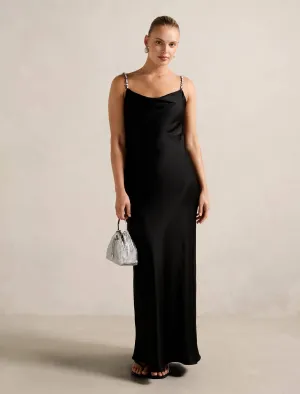 Presley Diamante Strap Satin Maxi Dress The versatile design of this maxi dress makes it perfect for a variety of occasions