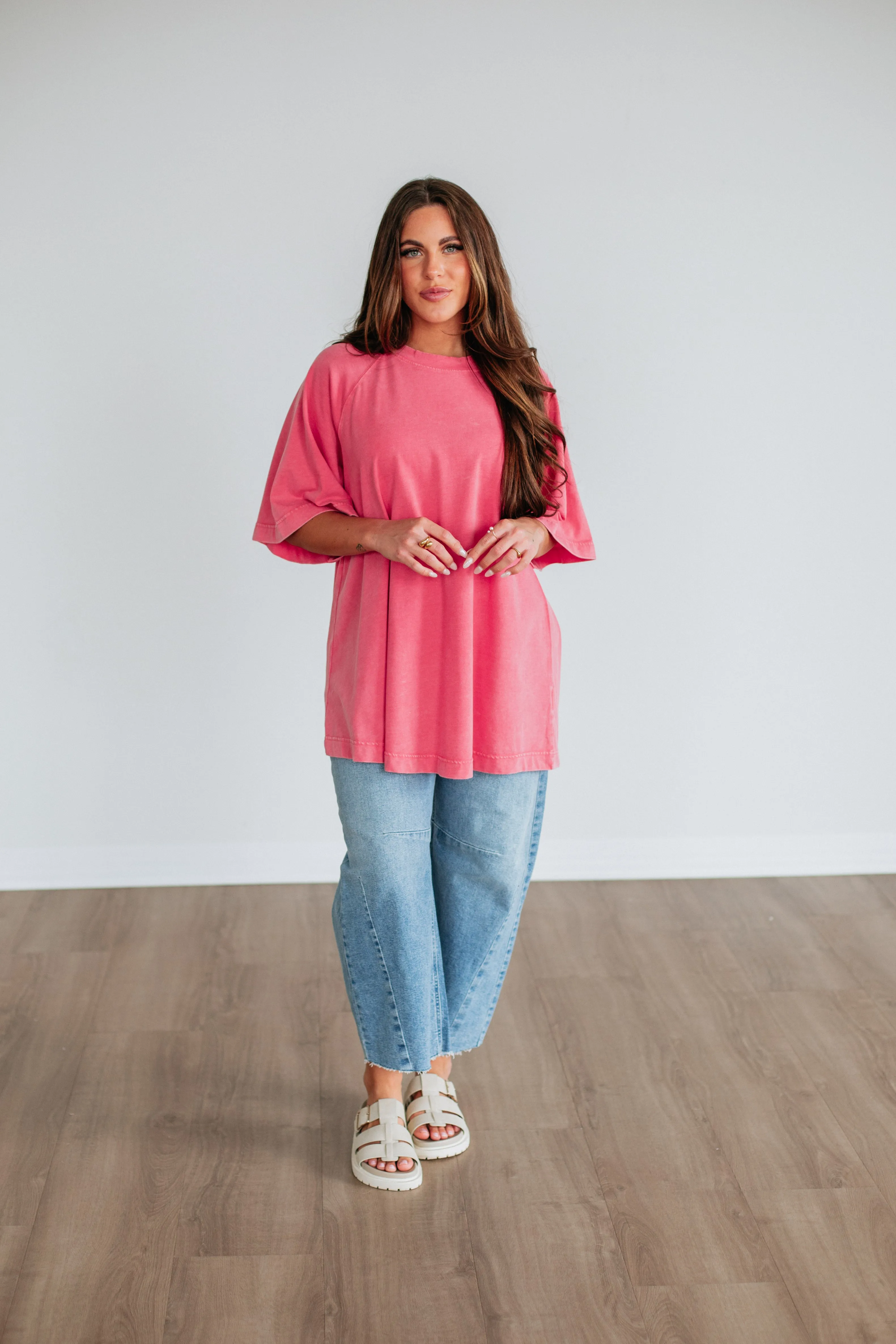 Daily Trend Look Skylen Oversized Tee - Strawberry