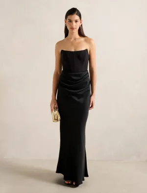 Iron Glow Isra Drape Strapless Maxi Dress