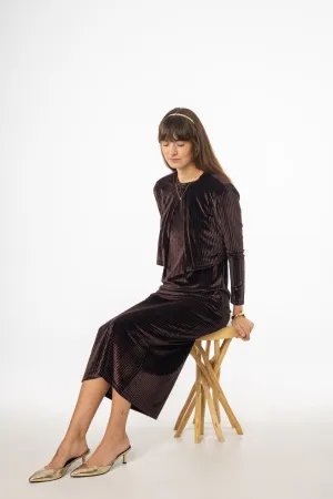 Brown Ribbed Velour Jumper AntimicrobialCoating