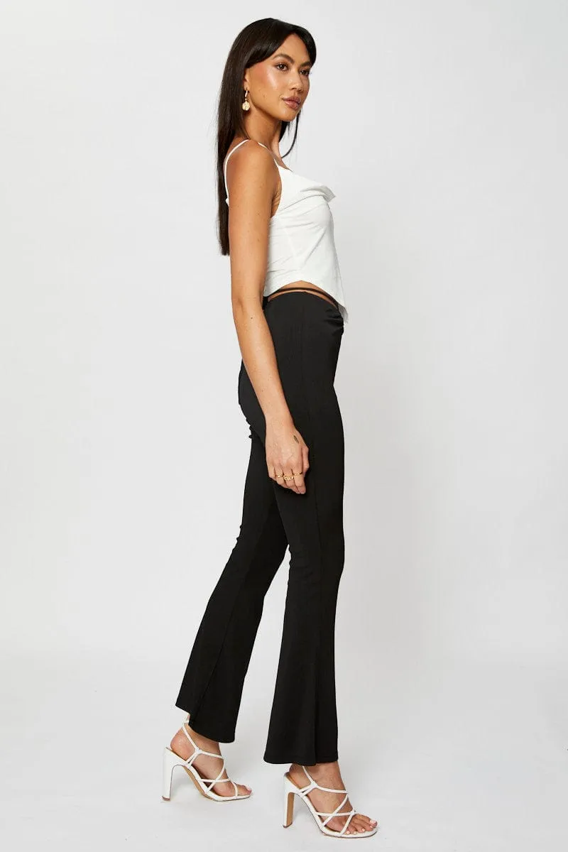 FlexibleStretchWeave Stable Shape Black Jersey Pants Flare Leg