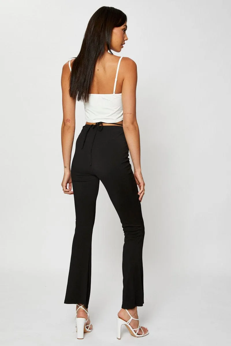 Black Jersey Pants Flare Leg Hypoallergenic fabric WrinkleResistantMaterial