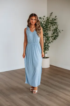 Bamboo Glow Danetta Striped Dress - Chambray Mix