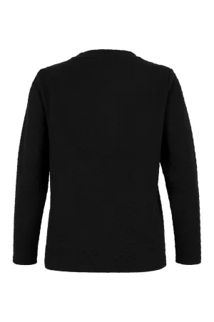 All Season Wear Tight Fit Jacquard Fleece Sweatshirt | Black | 2472B1
