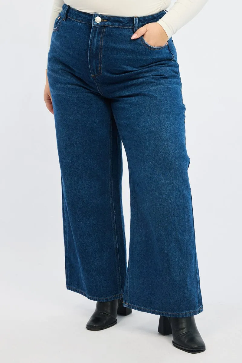 Anti Fade Technology Smooth Loose Versatile Denim Wide Leg Jeans