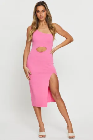 Classic Comfort Velvet Smooth Pink Midi Dress Knit