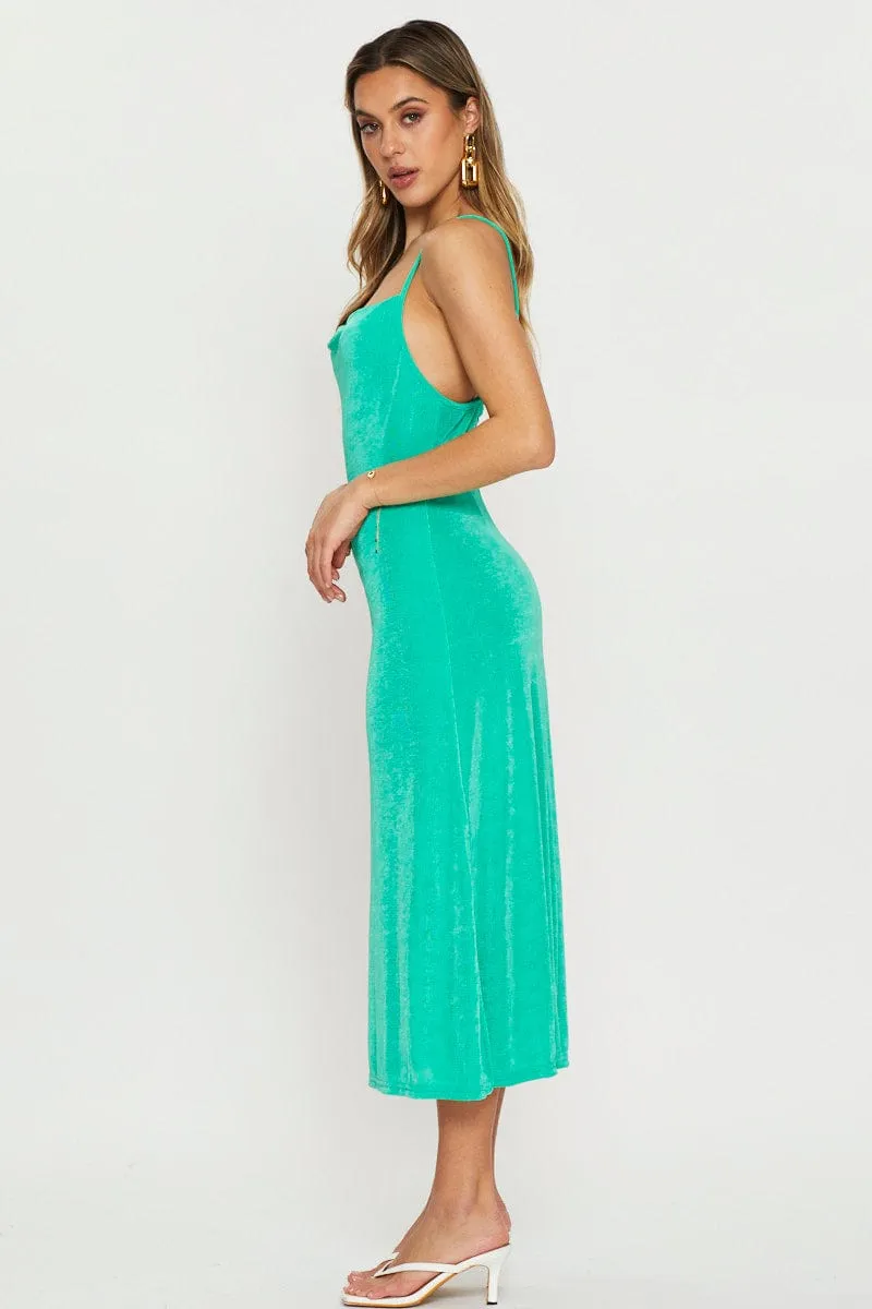 Grand Entry Green Midi Dress Cowl Neck