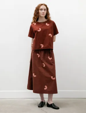 Koboushi Shibori Smile Cotton Gingham Flare Skirt Bordeaux/Red NoSlipWaistband Relaxed Outfit