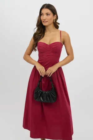 Easy Travel Vibrant Style Red Midi Dress Corset Bust