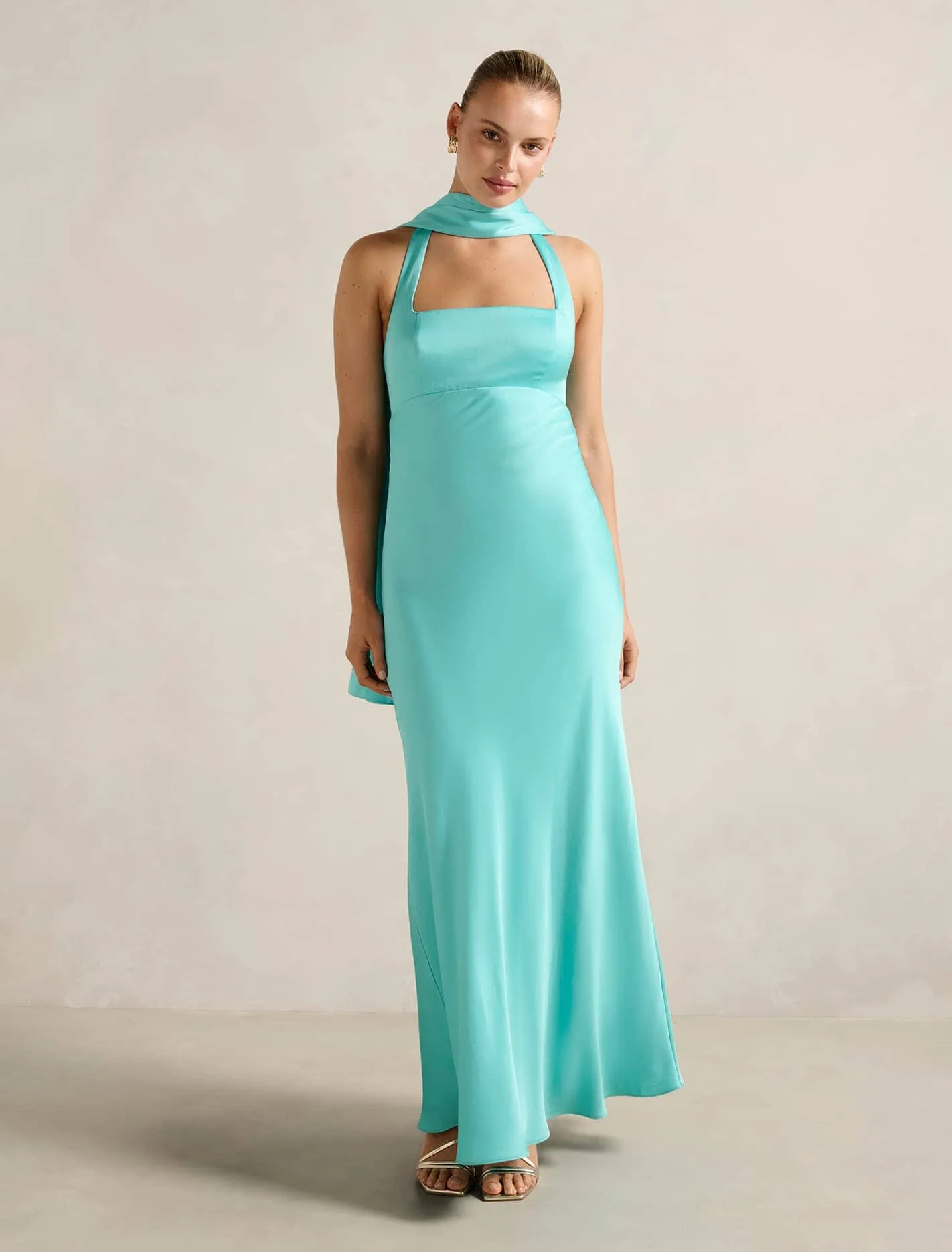 April Open Back Satin Maxi Dress Festival Glow