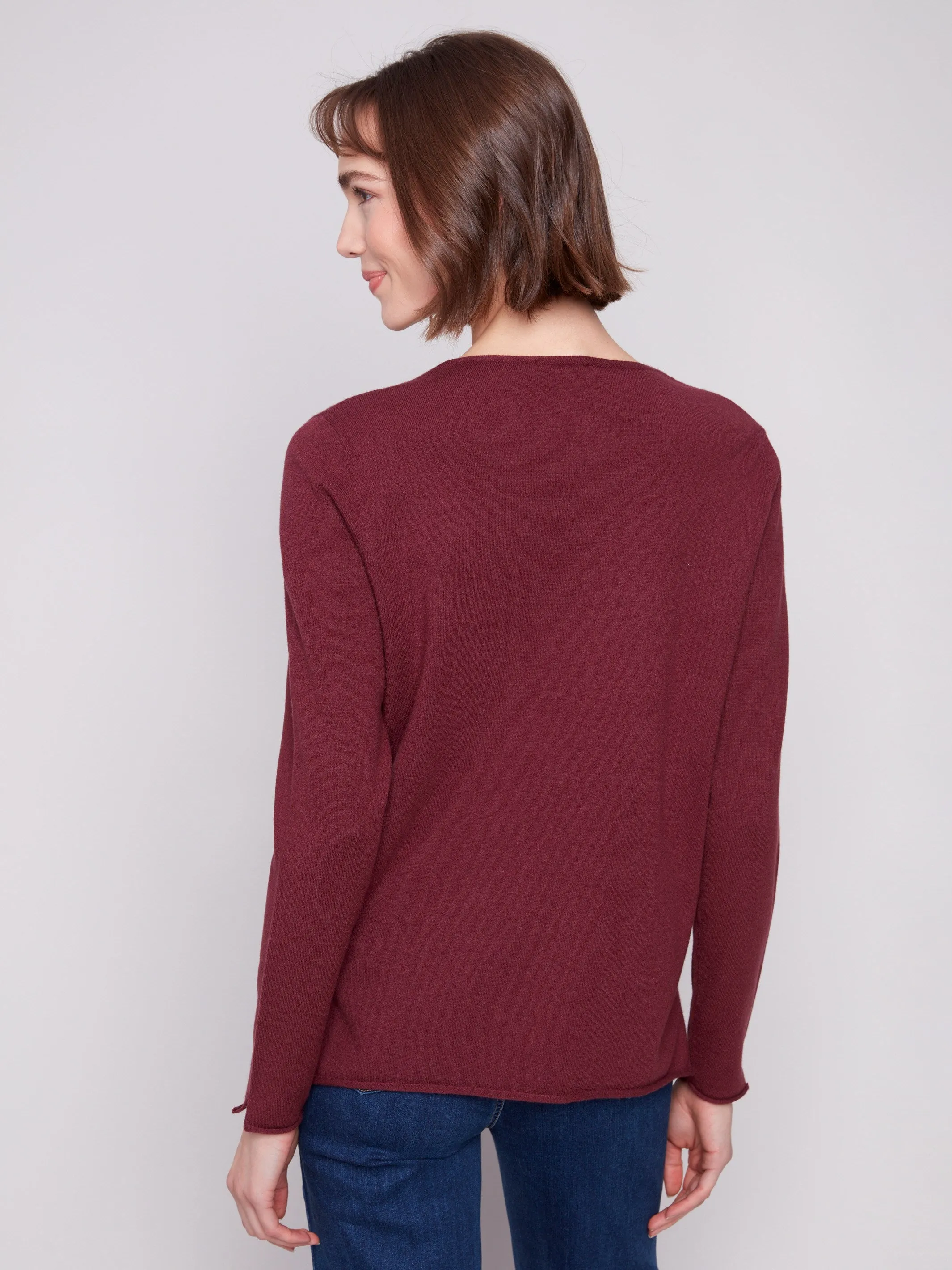 Basic V-Neck Sweater - Cabernet Cozy Must-Have Knit Wearable