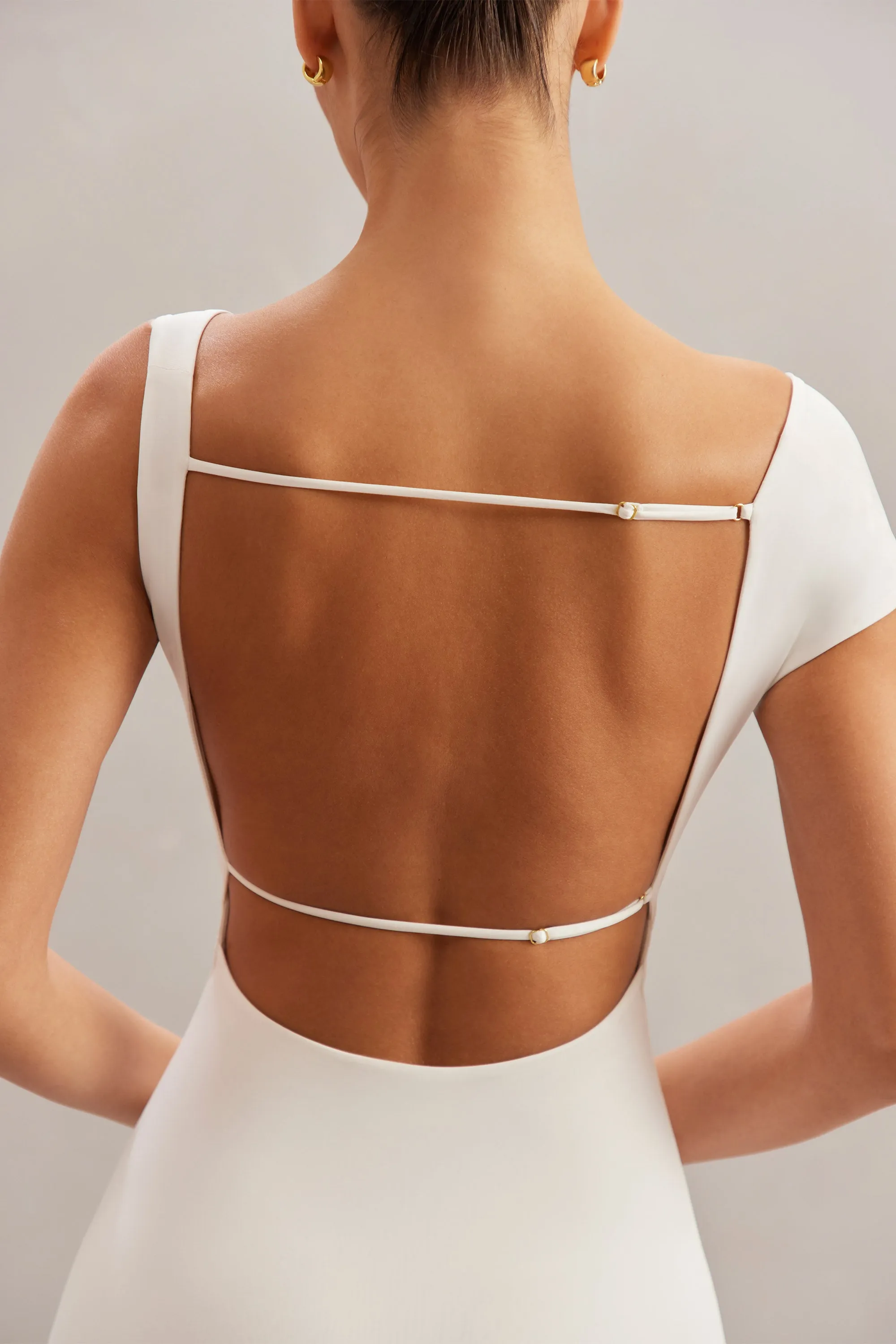 Open Back Mini Dress in Ivory Fashion Design Bar Scene