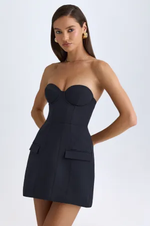 Strapless Structured Tulip Mini Dress in Black Glow Mode