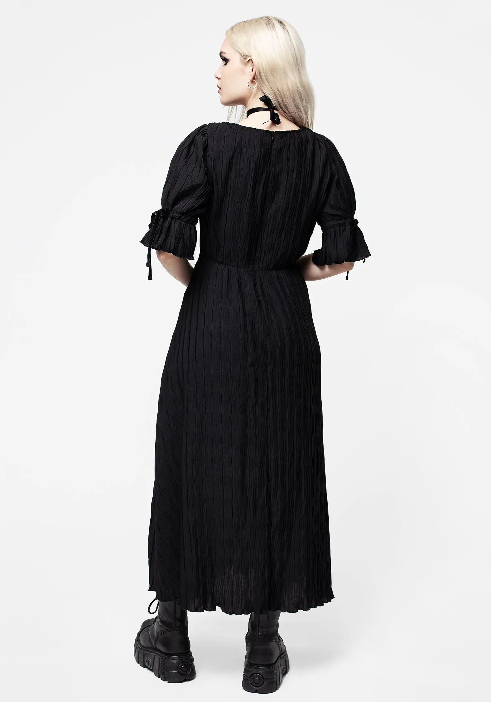 Belial Crinkle Velour Ribbon Midaxi Dress Stair Glow