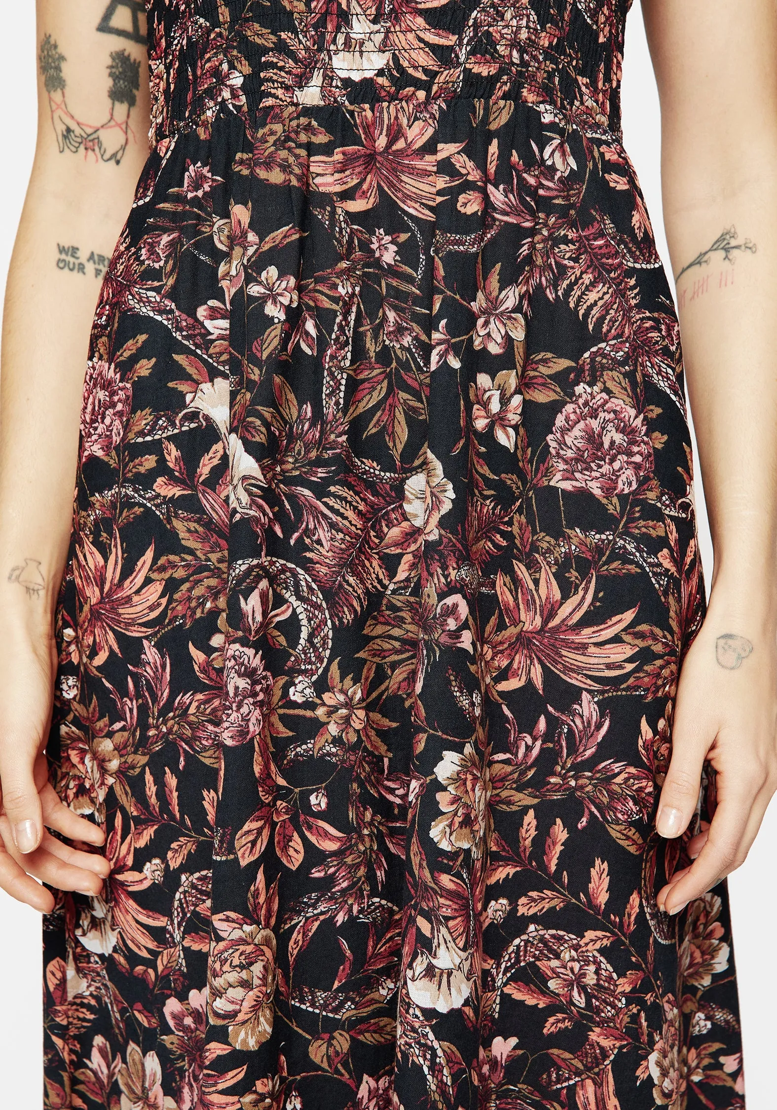 Bashe Cotton Floral Snake Print Midaxi Dress Color Sky Suede Touch