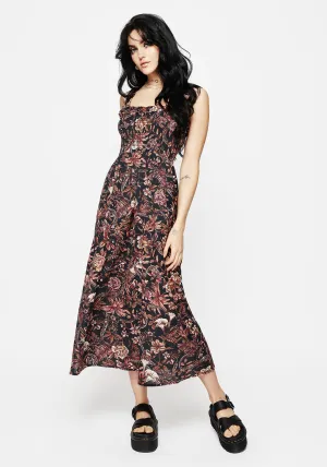 Bashe Cotton Floral Snake Print Midaxi Dress Cozy evening dress