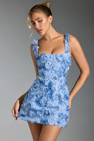 Floral-Appliqu?? Corset Mini Dress in Blue Street Icon Bold Glow