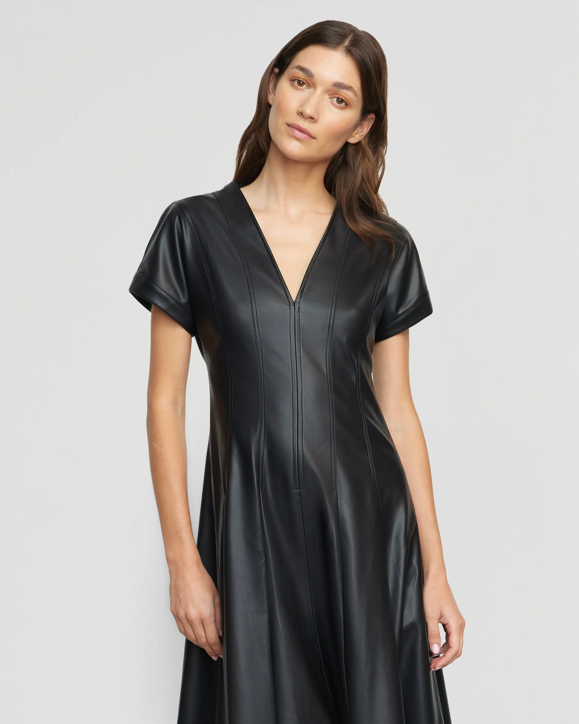 Tribal Soul FlexibleElasticity Ash Vegan Leather A-Line Dress
