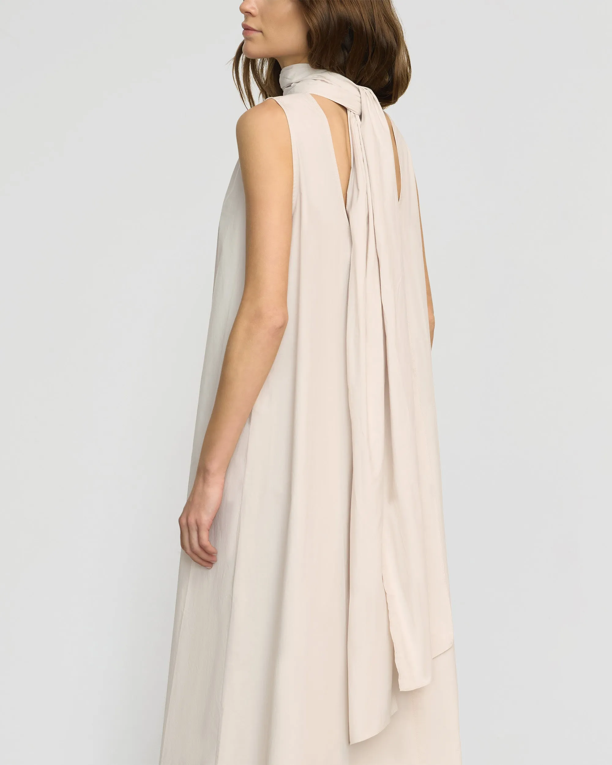 Heavy Silk Yasmina Scarf-Neck Cotton Dress