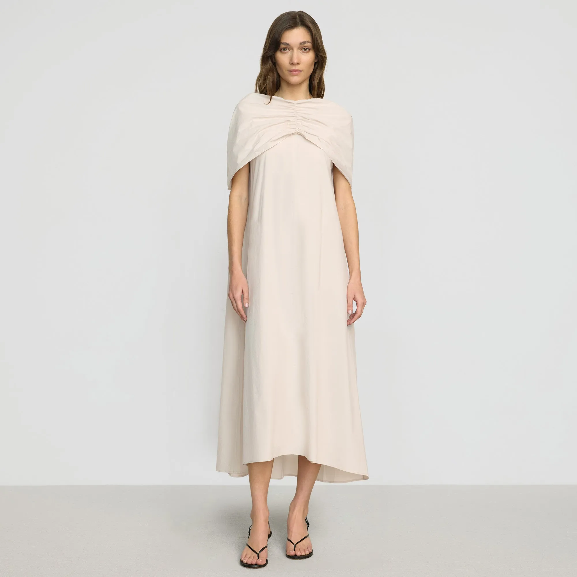 Yasmina Scarf-Neck Cotton Dress Relaxed Cut ReflectiveTrimDetails