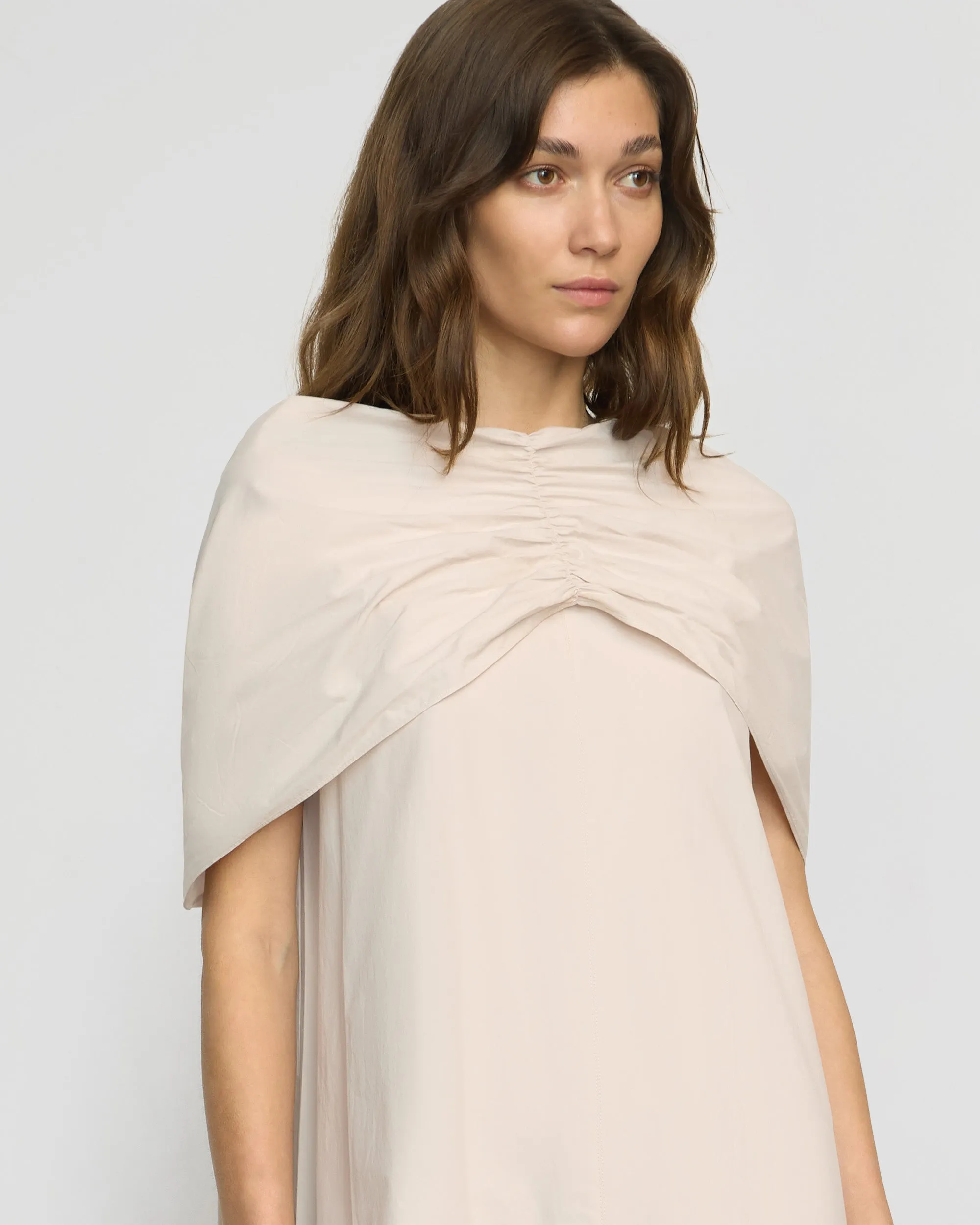 Yasmina Scarf-Neck Cotton Dress Saga Vibe Elegant Dress