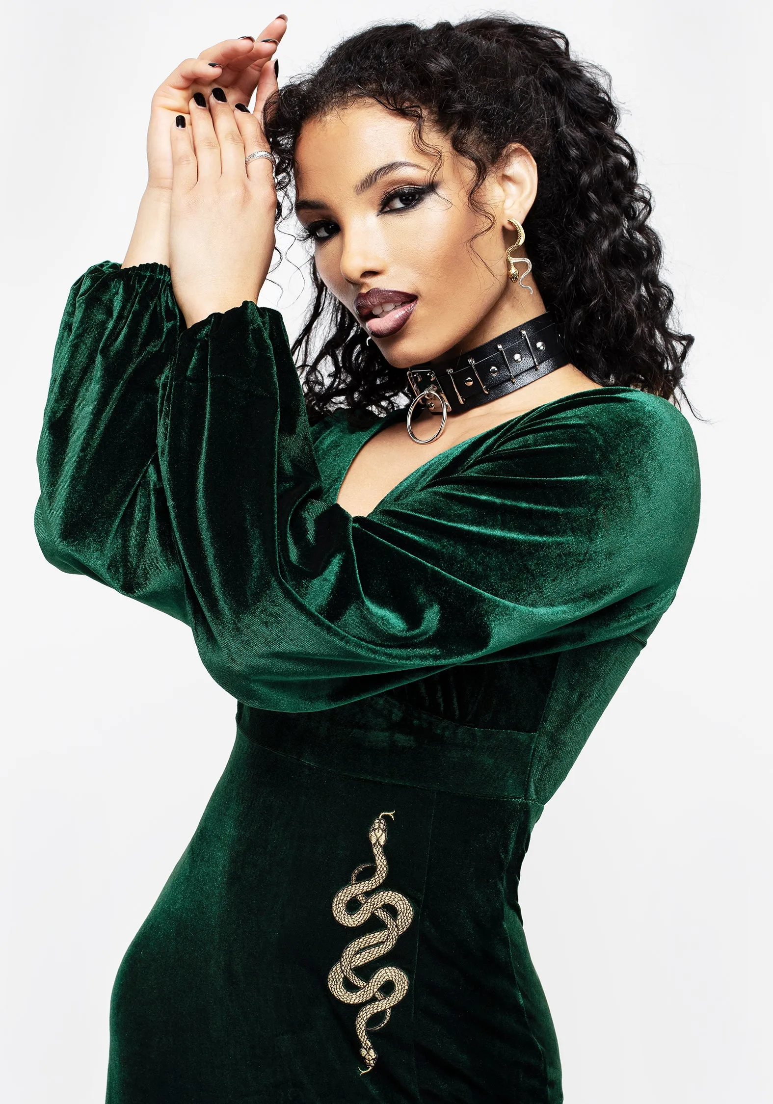 Urban Glow Zarina Long Sleeve Velour Maxi Dress