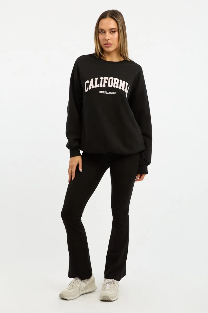 Black Graphic Sweater Long Sleeve eyewear accents Comfy Layer