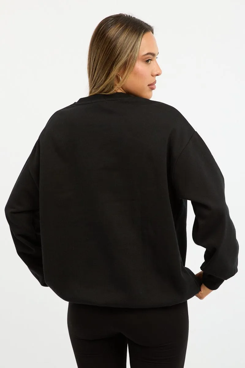 product running suitability Winter Layer Black Graphic Sweater Long Sleeve