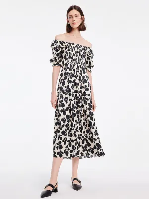 Off Shoulder Floral Maxi Dress Thermal Insulation Layer NonRestrictiveSilhouette
