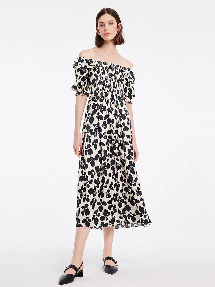 Easy Fit Off Shoulder Floral Maxi Dress
